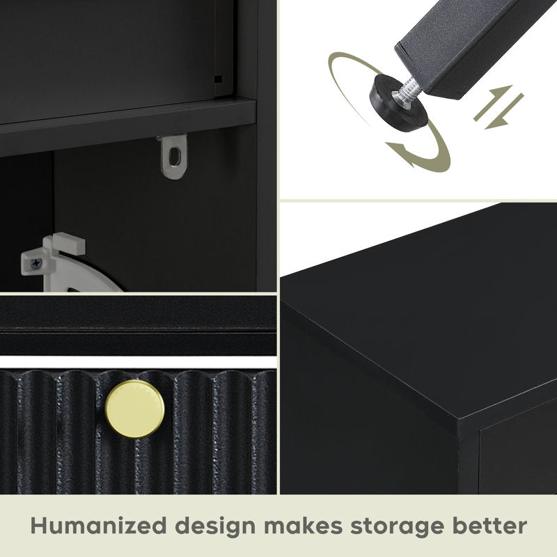 Modern Black Shoe Storage Cabinet with Doors, Stylish Entryway Shoe Organizer
