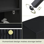 Modern Black Shoe Storage Cabinet with Doors, Stylish Entryway Shoe Organizer