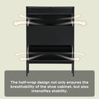 Modern Black Shoe Storage Cabinet with Doors, Stylish Entryway Shoe Organizer