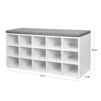 Modern Shoe Bench with Storage Compartments, Entryway Shoe Rack with Seat