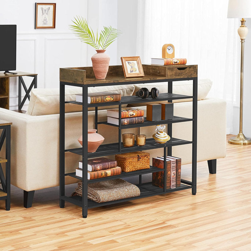 Tier Shoe Rack with Wooden Top Shelf, Entryway Shoe Storage Organizer