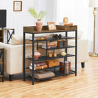 Tier Shoe Rack with Wooden Top Shelf, Entryway Shoe Storage Organizer
