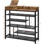 Tier Shoe Rack with Wooden Top Shelf, Entryway Shoe Storage Organizer