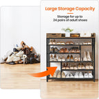 Tier Shoe Rack with Wooden Top Shelf, Entryway Shoe Storage Organizer