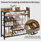 Tier Shoe Rack with Wooden Top Shelf, Entryway Shoe Storage Organizer