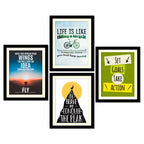 Set Goals Motivational Quotes Premium Wall Frame Set of Four