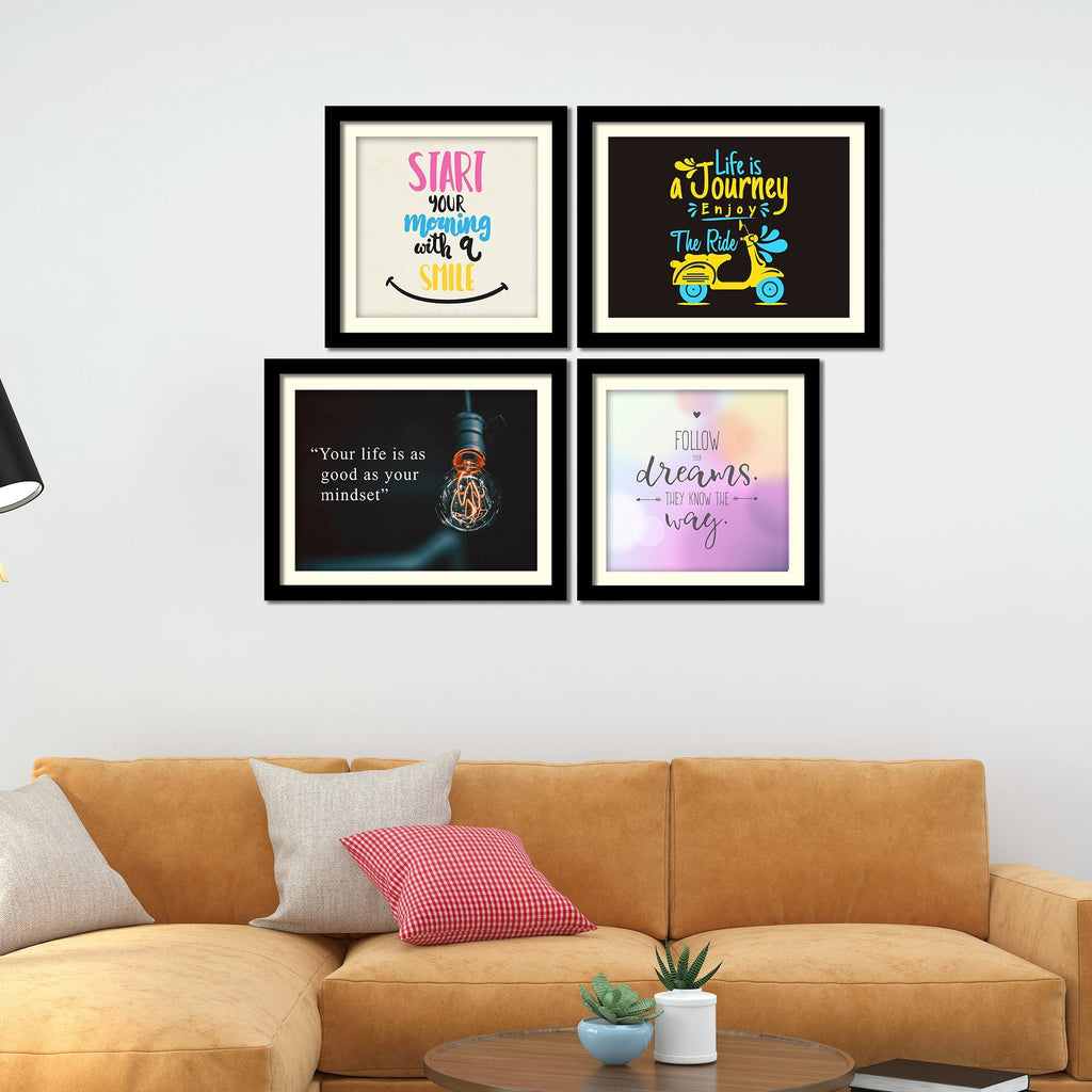Start Your Morning Positive Quotes Four Pieces Wall Hanging Frame