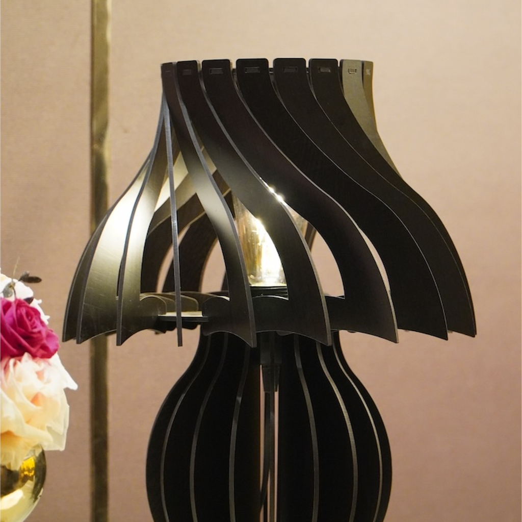 Black Mushroom Table Lamp with Warm Glow