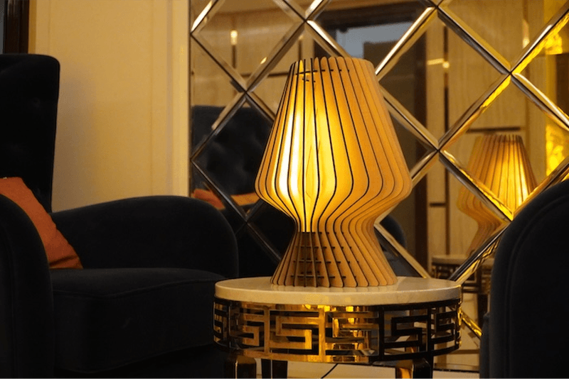 Wooden Lantern Bedside Nightstand Table Lamp