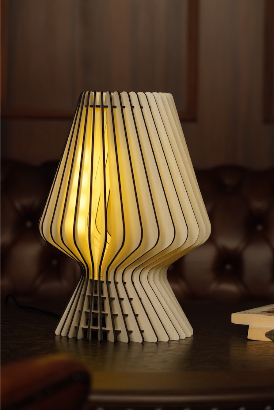 Wooden Lantern Bedside Nightstand Table Lamp