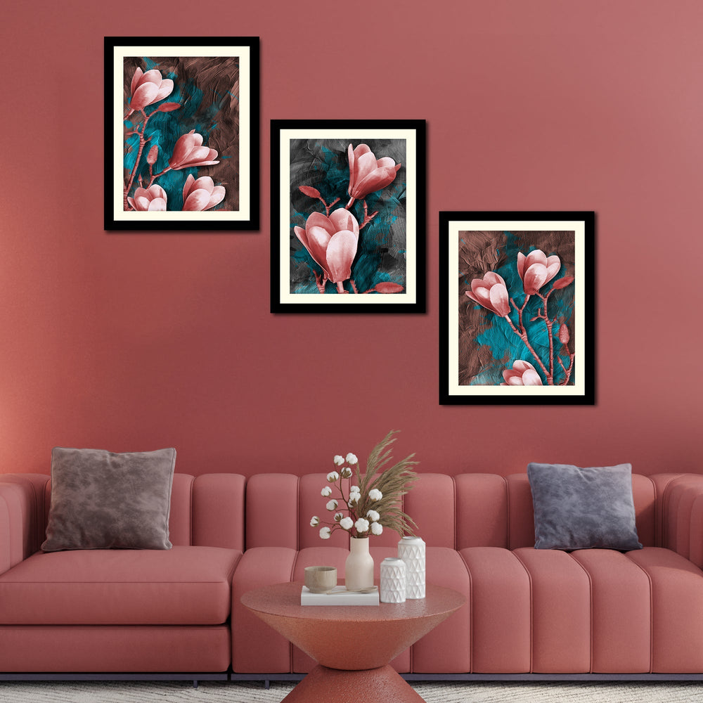 Flower Decorative Wall Frames Set of Three