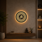 Beautiful OM Mandala Backlit with LED Wooden Wall Hanging