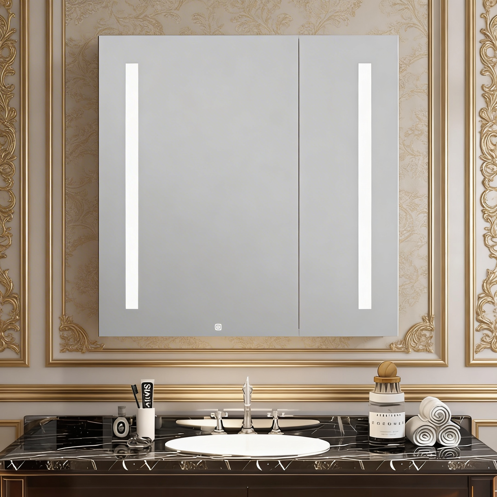 Reflekt Glow Modern Vertical LED Dual Door Mirror Cabinet