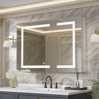 Geometric LED Light Mirror Cabinet with Soft Close Door