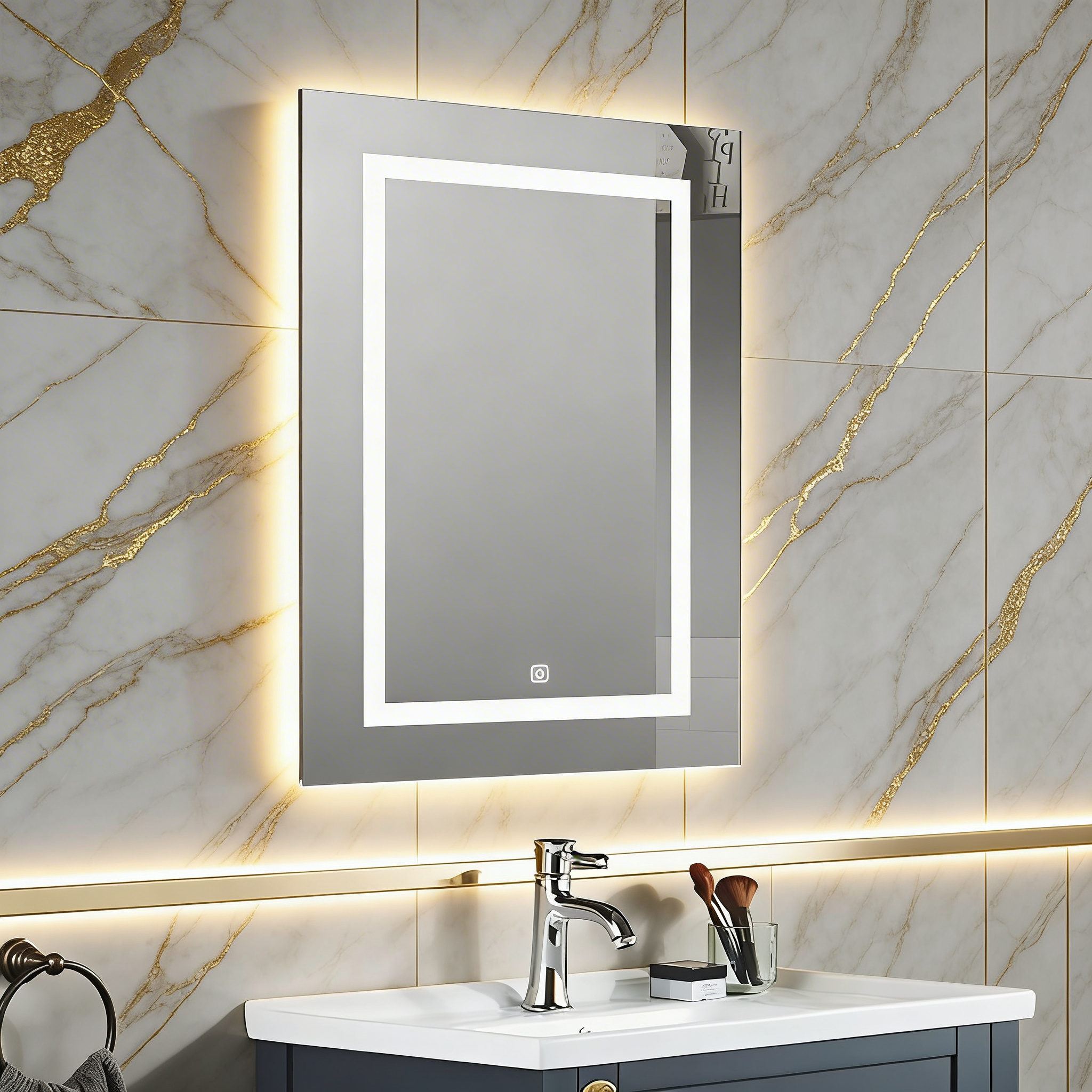Sleek Reflective LED Cabinet Mirror for Bathroom with Hidden Storage