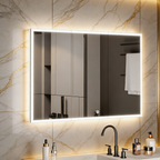 Wall Mounted Bathroom Cabinet Mirror with Sleek LED Border