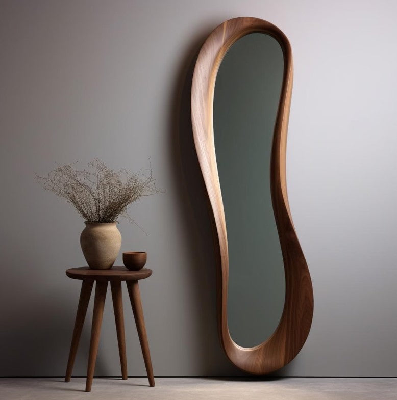 Premium Curved Wooden Full Body Mirror