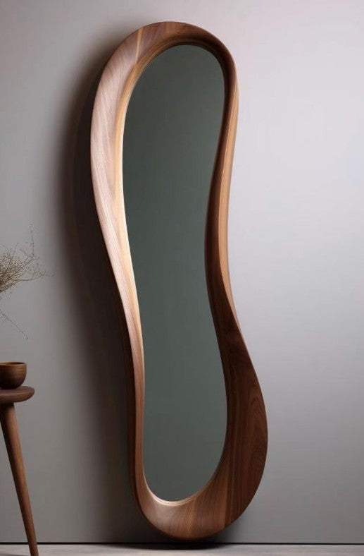 Premium Curved Wooden Full Body Mirror