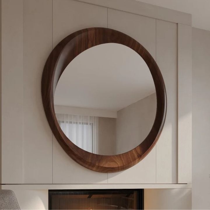 Smooth Finish Luxury Wooden Round Mirror