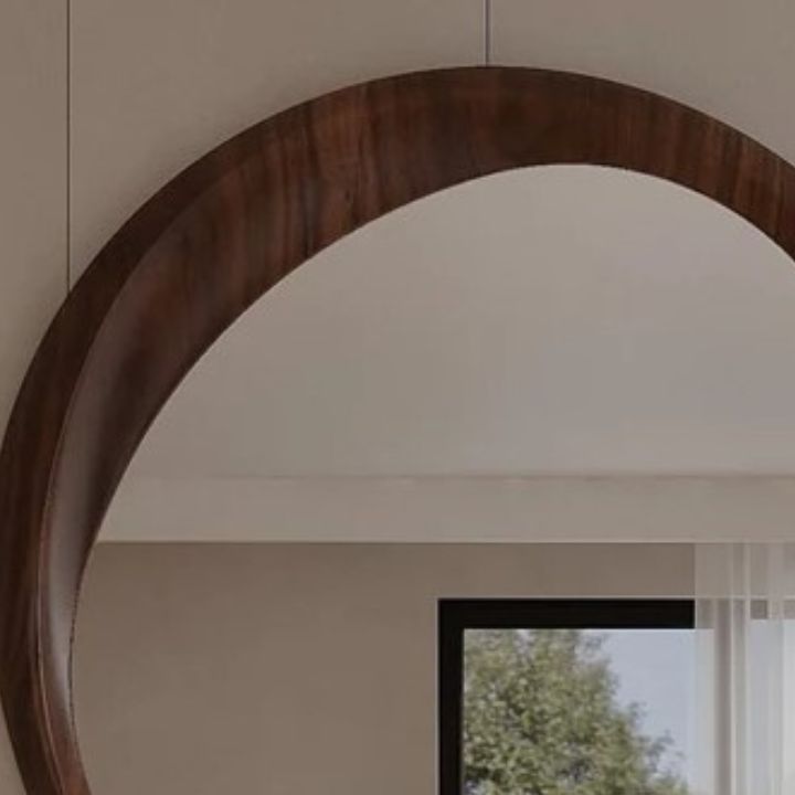 Smooth Finish Luxury Wooden Round Mirror