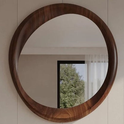 Smooth Finish Luxury Wooden Round Mirror