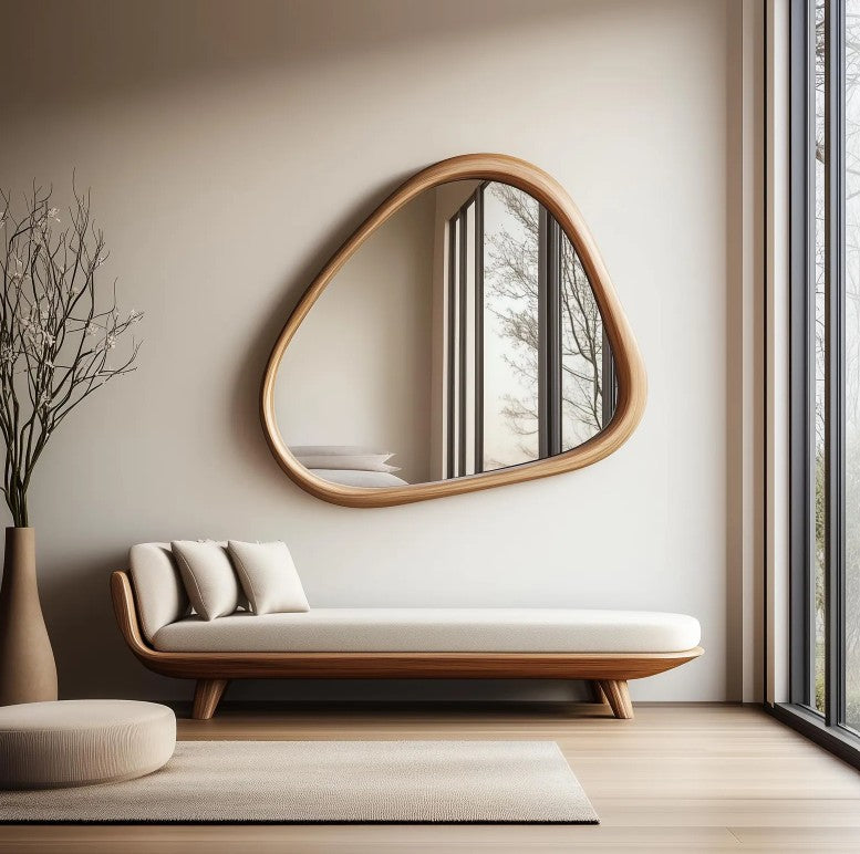 Designer Organic Wooden Frame Wall Mirror