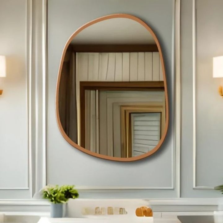 Unique Wavy Edge Wooden Wall Mirror