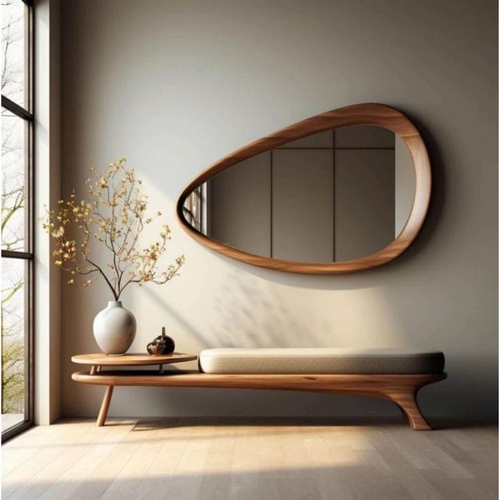Smooth Edge Modern Wooden Wall Mirror