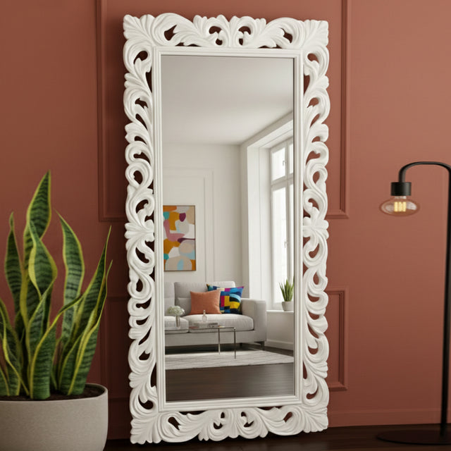 Premium Vintage Style Full Body 3D Wall Mirror with Ornate Carved Frame for Home & Studio – Full Length Dressing Mirror