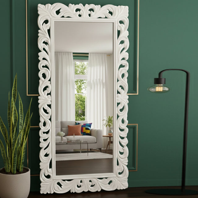Premium Vintage Style Full Body 3D Wall Mirror with Ornate Carved Frame for Home & Studio – Full Length Dressing Mirror