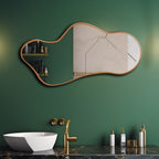 Modern Irregular Decorative Bathroom Wall Mounted with Golden Wooden Finish