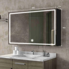 Wide Storage Mirror Cabinet with Built-in Lighting