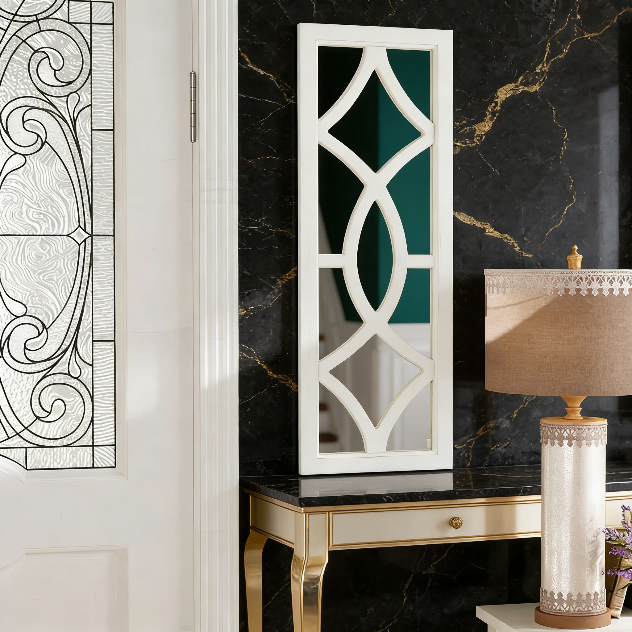 Traditional Design White Framed Finish Mirror