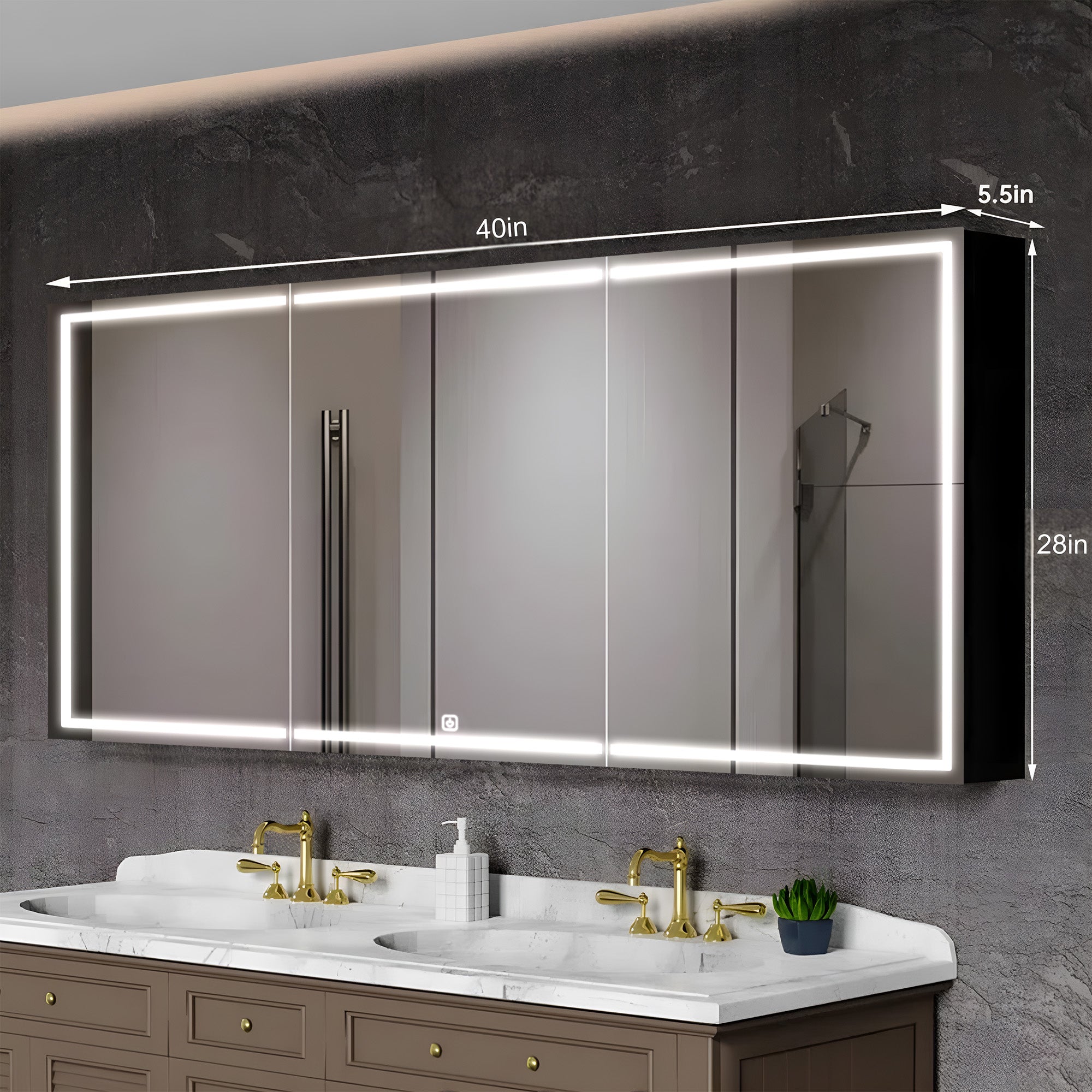 Premium Double Sink Bathroom Mirror with Edge LED Lighting