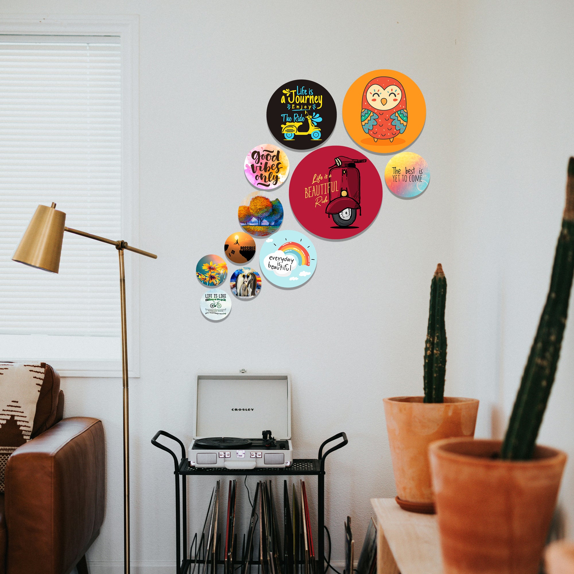 Motivational Round Wall Stickers Set Modern Quote Wall Decor for Living Room Bedroom Office