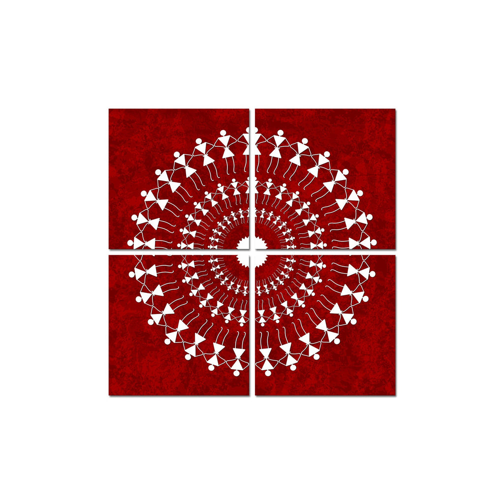 Warli Art Painting Wall Hanging, Set of 4