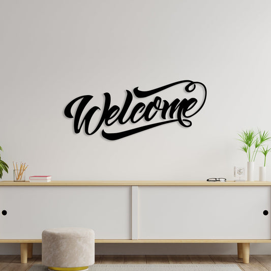 Welcome Metal Wall Art – Elegant Entryway Decor by Decor Smart