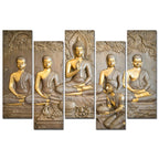 A Beautiful 5 Pieces Wall Painting of Lord Buddha in Temple