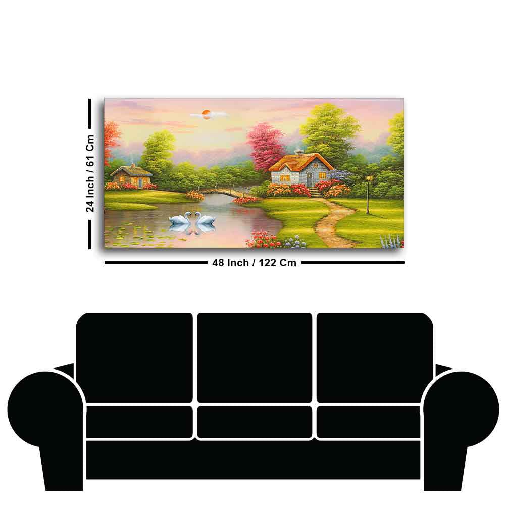 A Beautiful Scenery of Old Houses Canvas Wall Painting - Decor Smart