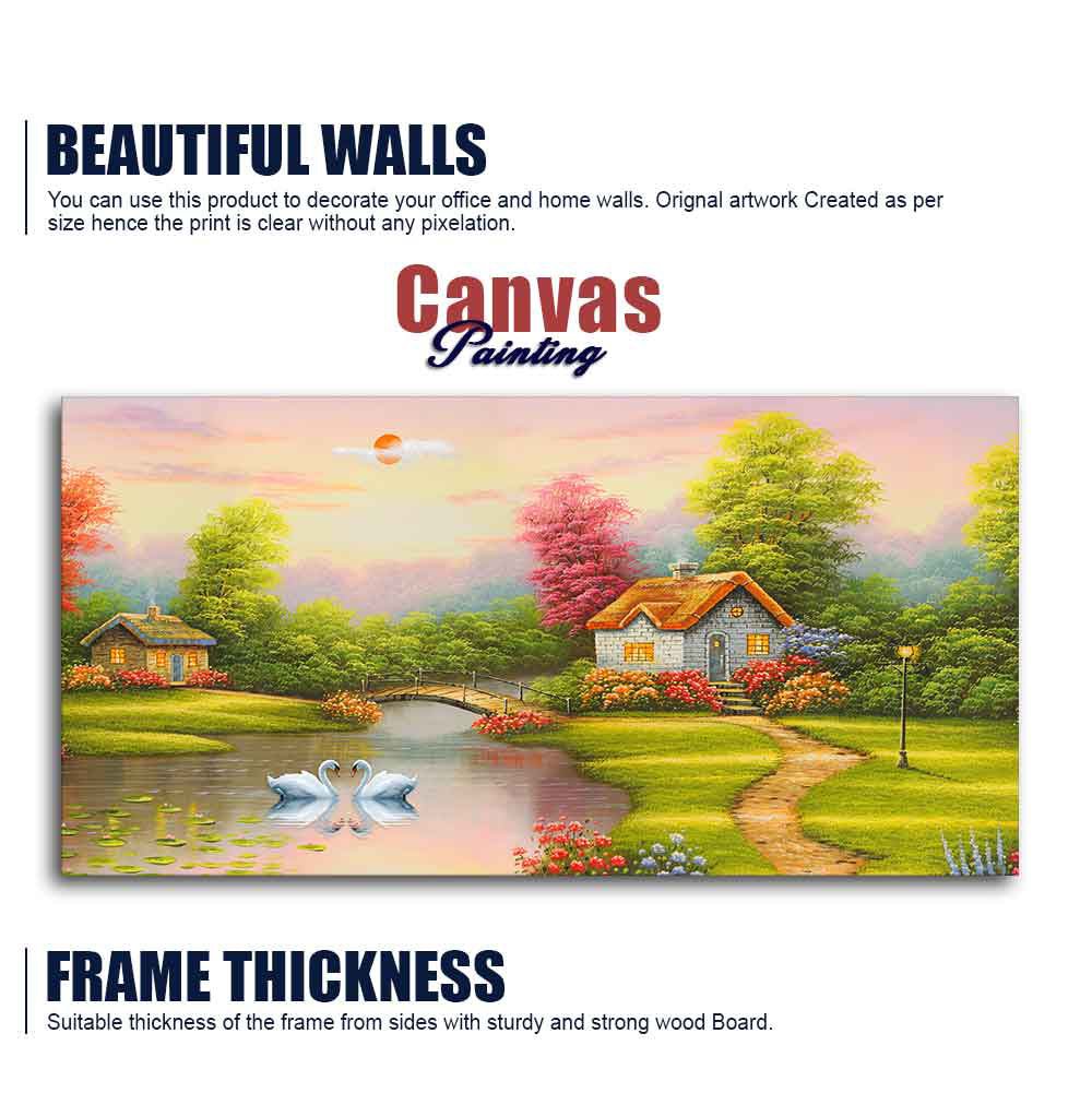 A Beautiful Scenery of Old Houses Canvas Wall Painting - Decor Smart