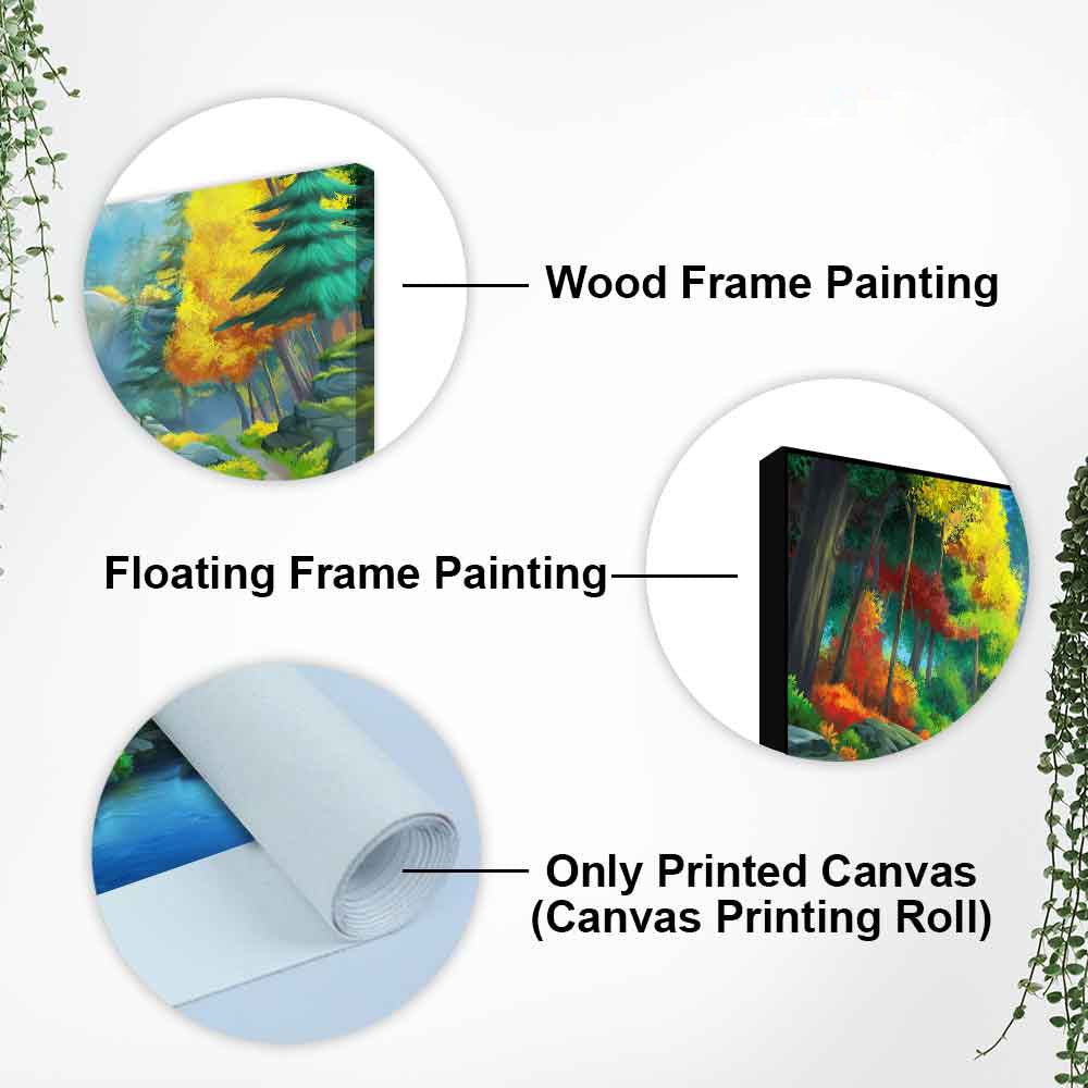 A Beautiful Scenery of Waterfall In Forest Canvas Wall Painting - Decor Smart