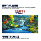 A Beautiful Scenery of Waterfall In Forest Canvas Wall Painting