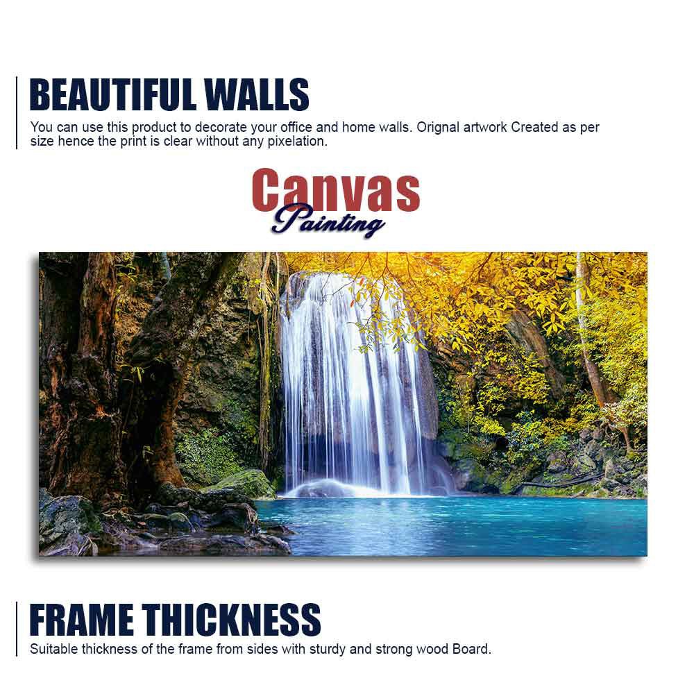 A Beautiful view of Erawan Waterfall Abstract Premium Canvas Wall Painting - Decor Smart