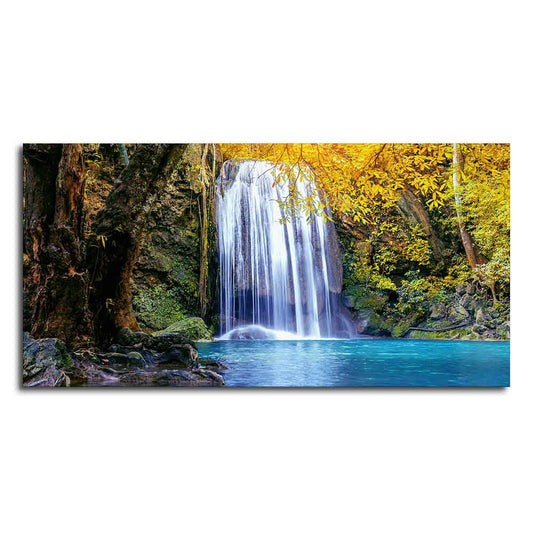 A Beautiful view of Erawan Waterfall Abstract Premium Canvas Wall Painting - Decor Smart