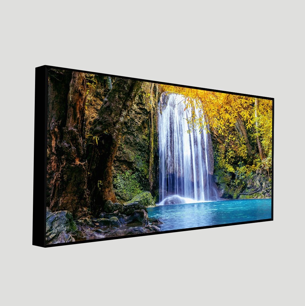 A Beautiful view of Erawan Waterfall Abstract Premium Canvas Wall Painting - Decor Smart