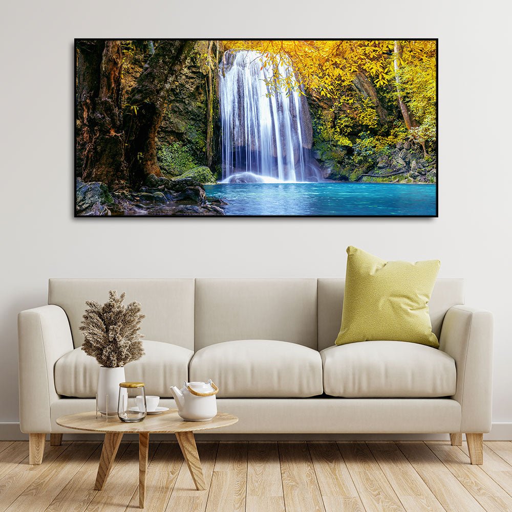 A Beautiful view of Erawan Waterfall Abstract Premium Canvas Wall Painting - Decor Smart