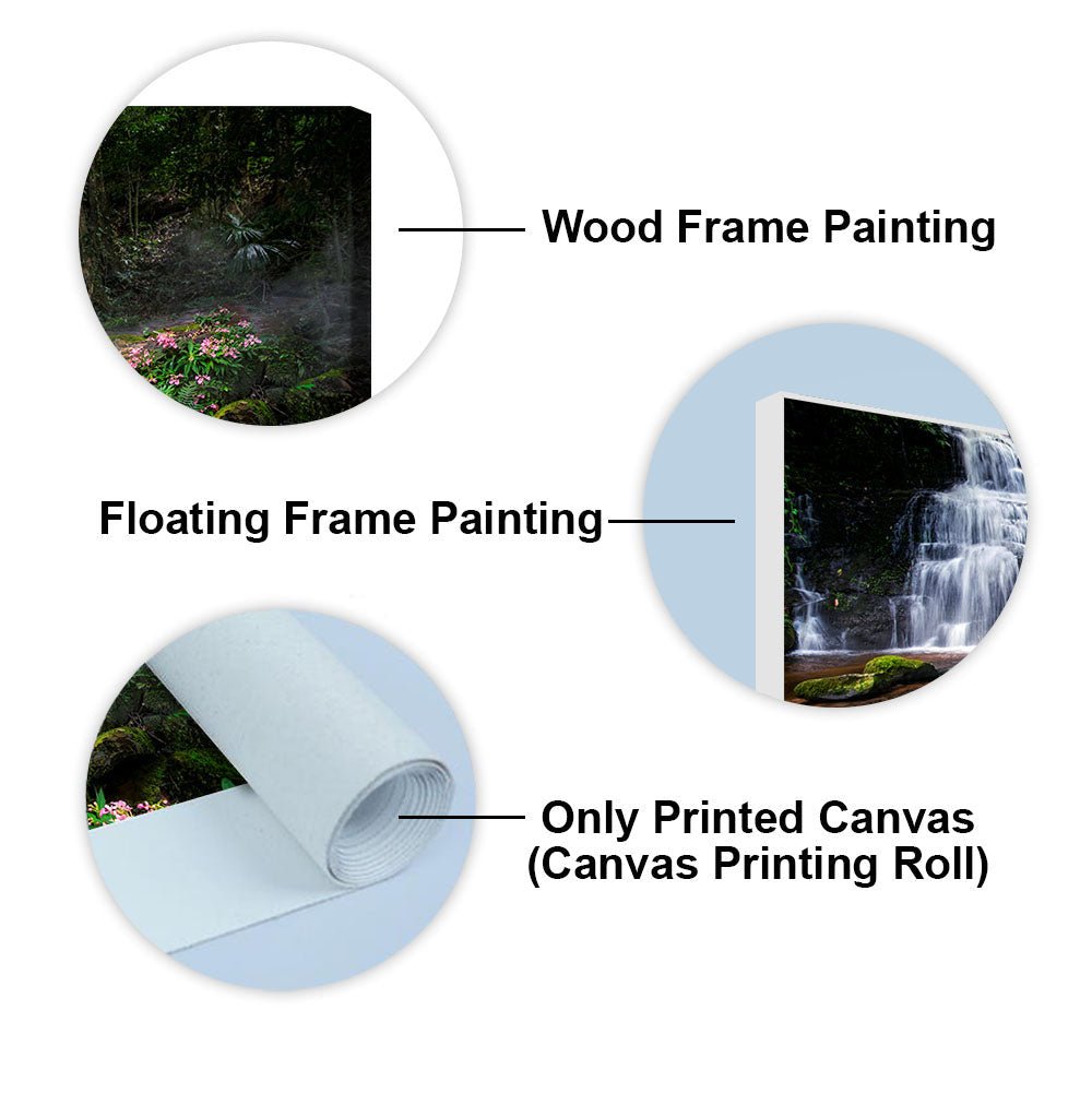 A Beautiful Waterfall in Forest Premium Canvas Wall Painting - Decor Smart