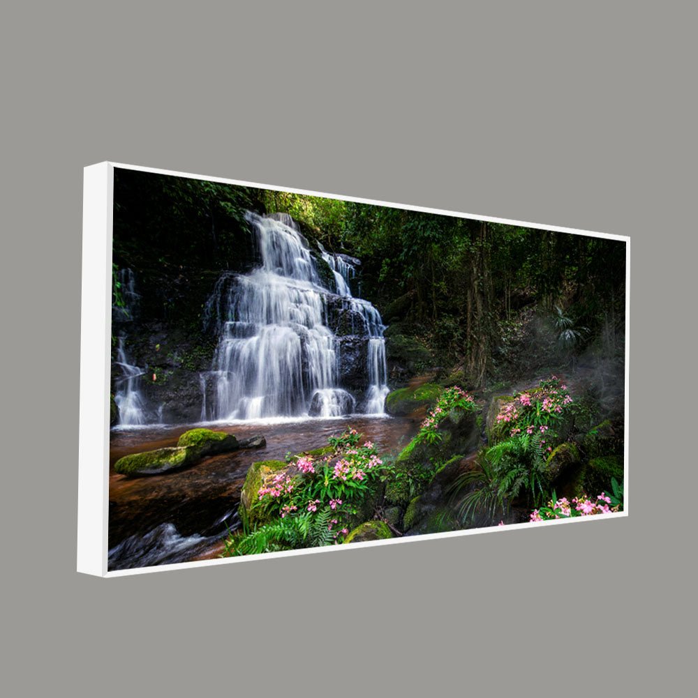 A Beautiful Waterfall in Forest Premium Canvas Wall Painting - Decor Smart