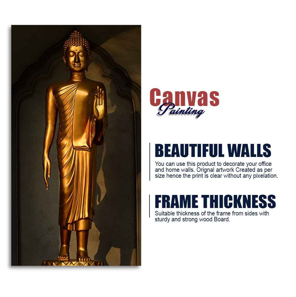 A Golden Statue of Buddha Canvas Wall Painting - Decor Smart