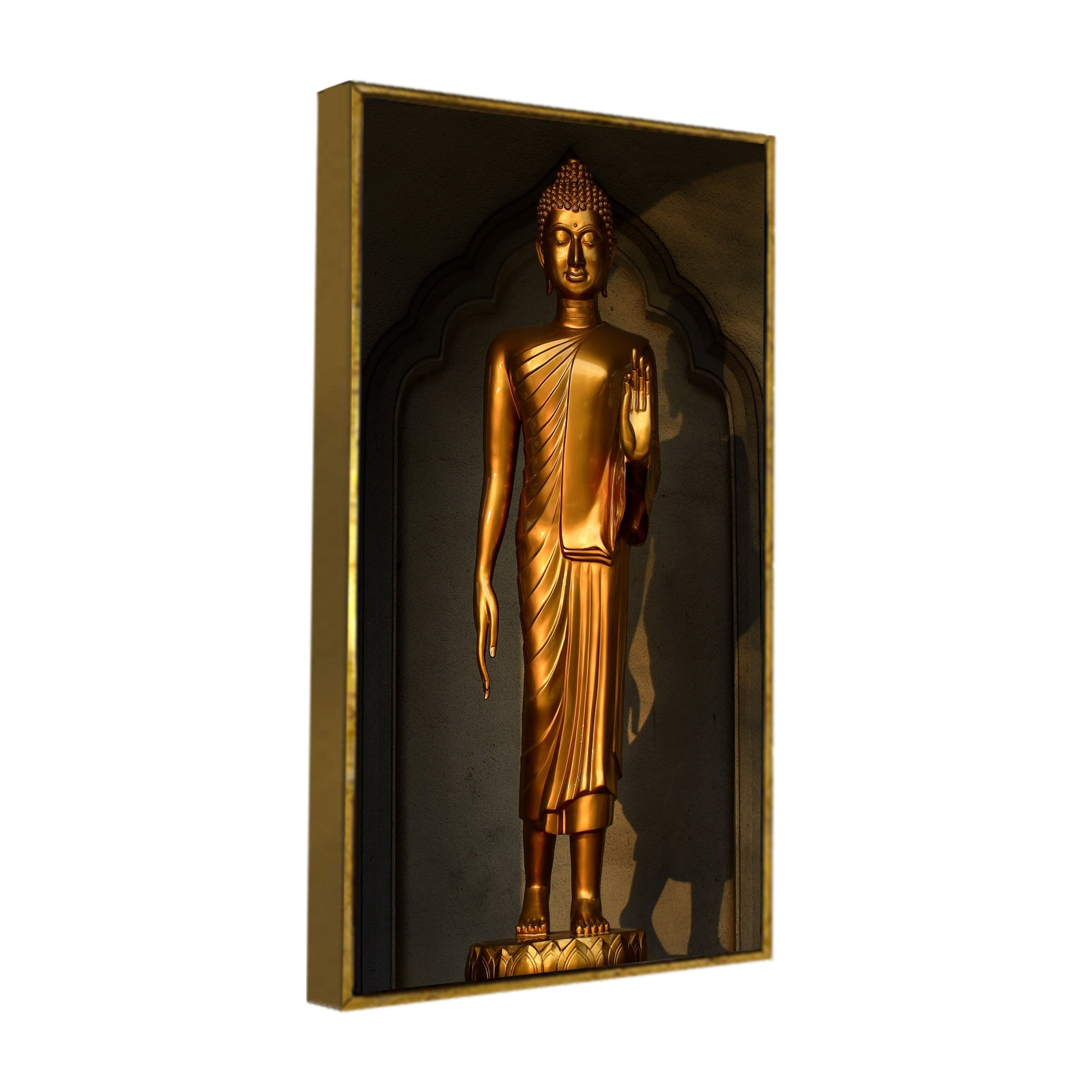 A Golden Statue of Buddha Canvas Wall Painting - Decor Smart